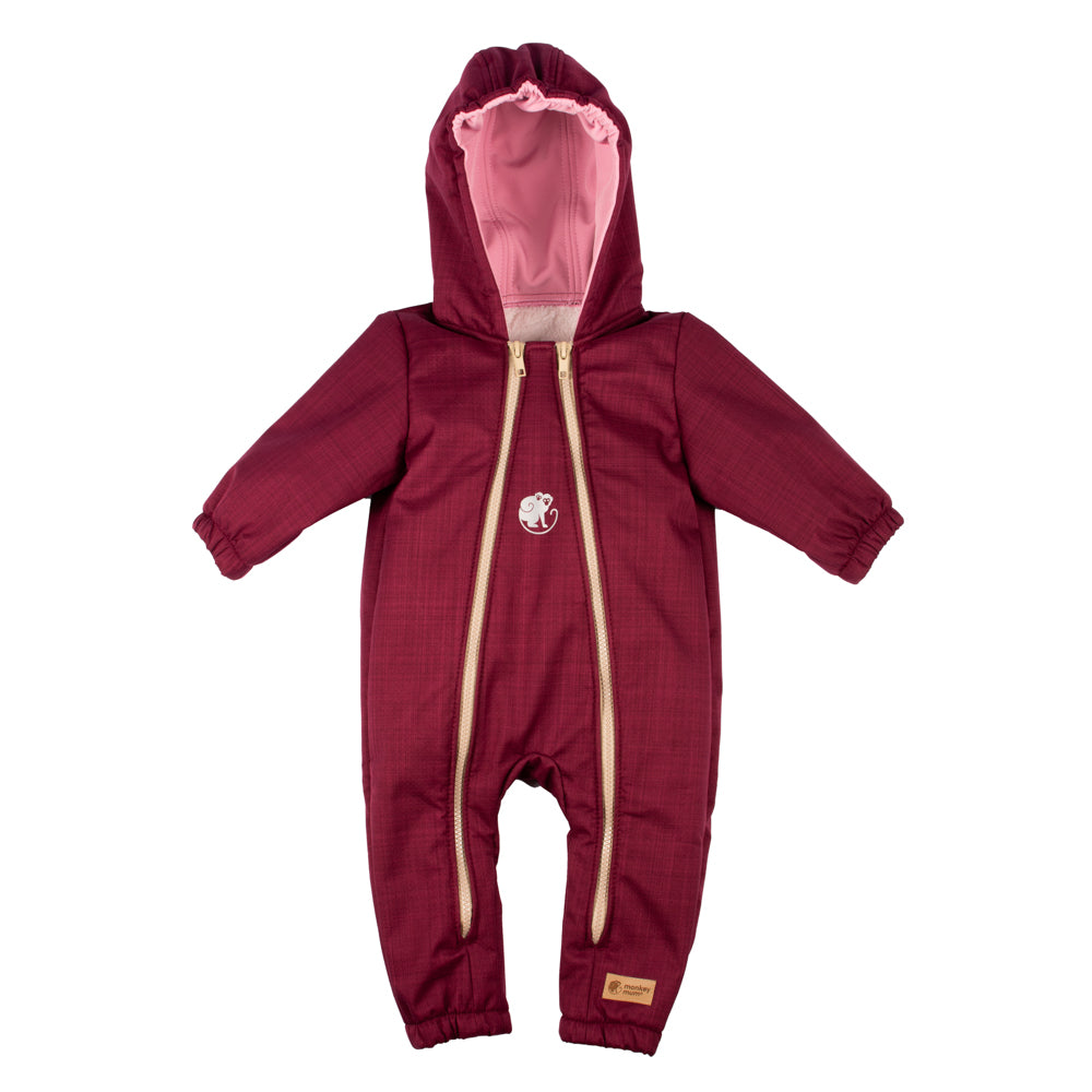 Monkey Mum® Children's winter softshell snowsuit with fleece lining - Burgundy Little Red Riding Hood - size 62/68, 74/80