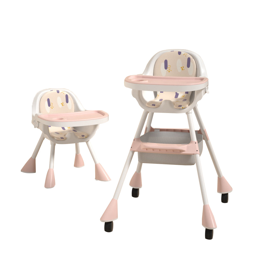 2-in-1 Simple Children's High Chair - Cherry Blossom Pink