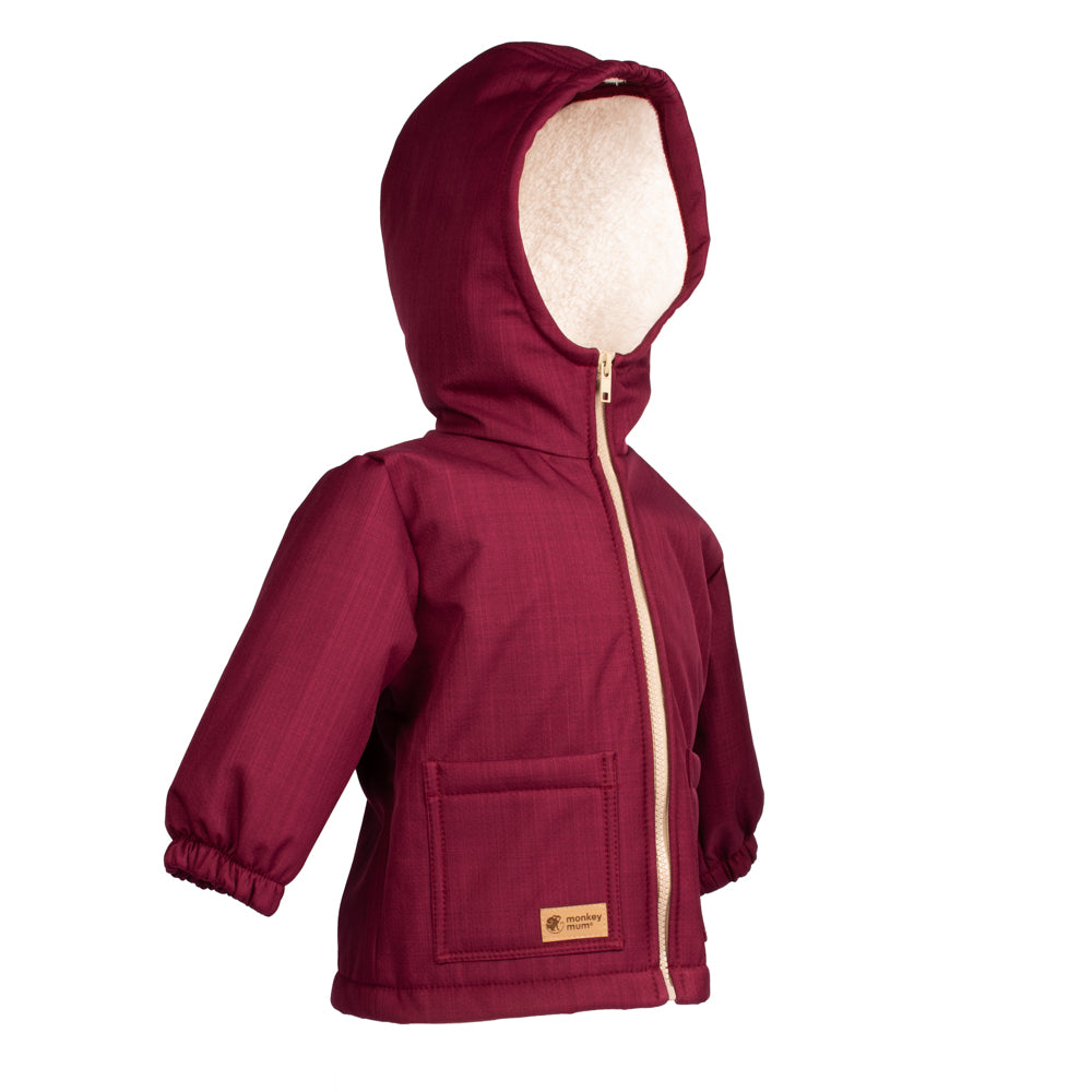 Children's Winter Softshell Jacket with Fleece Monkey Mum® - Burgundy Little Red Riding Hood