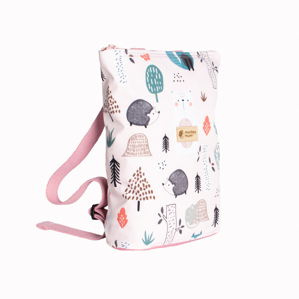 Children's softshell backpack Monkey Mum® - Daytime animals, second quality - Small (0-3 years), Large (3-6 years)