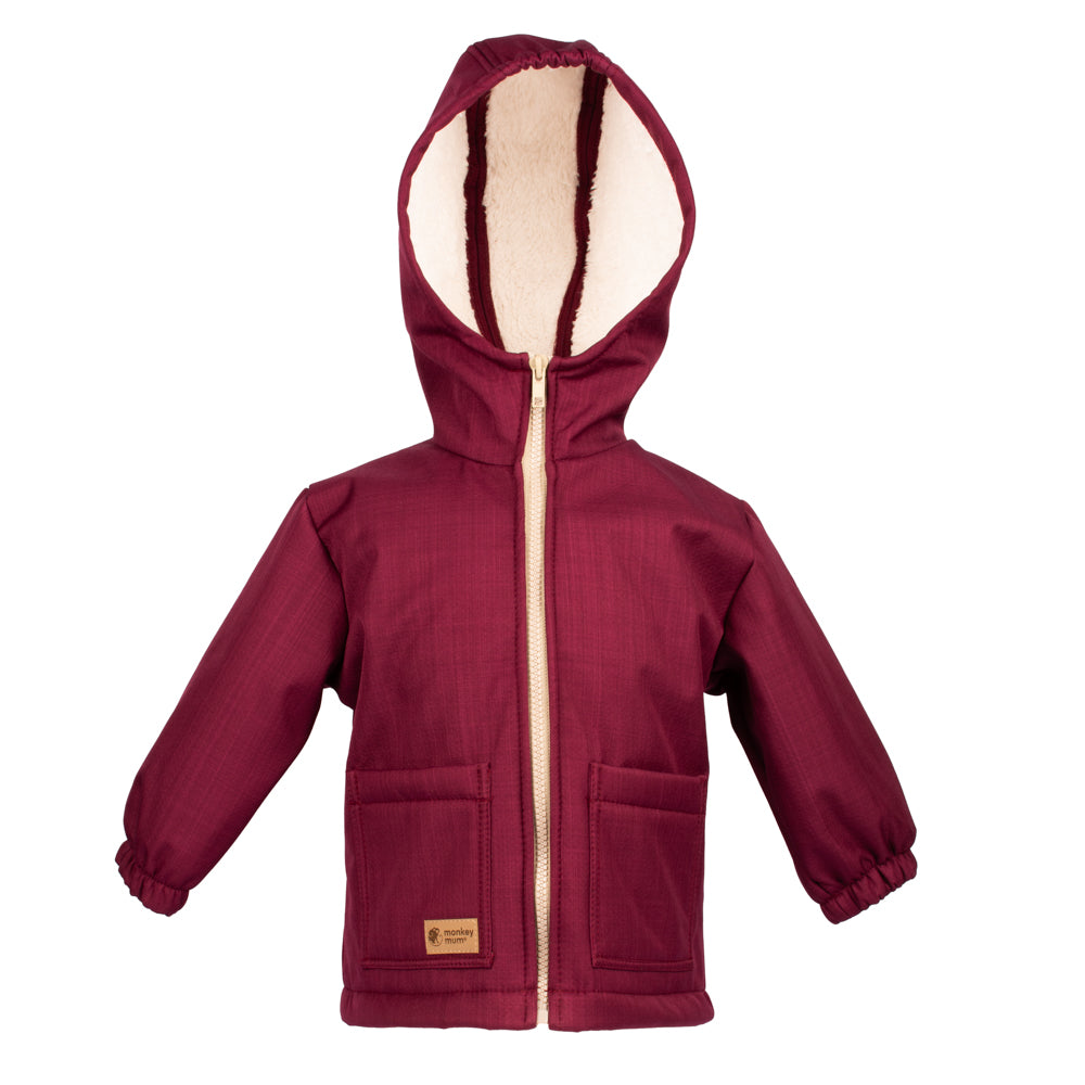 Children's Winter Softshell Jacket with Fleece Monkey Mum® - Burgundy Little Red Riding Hood