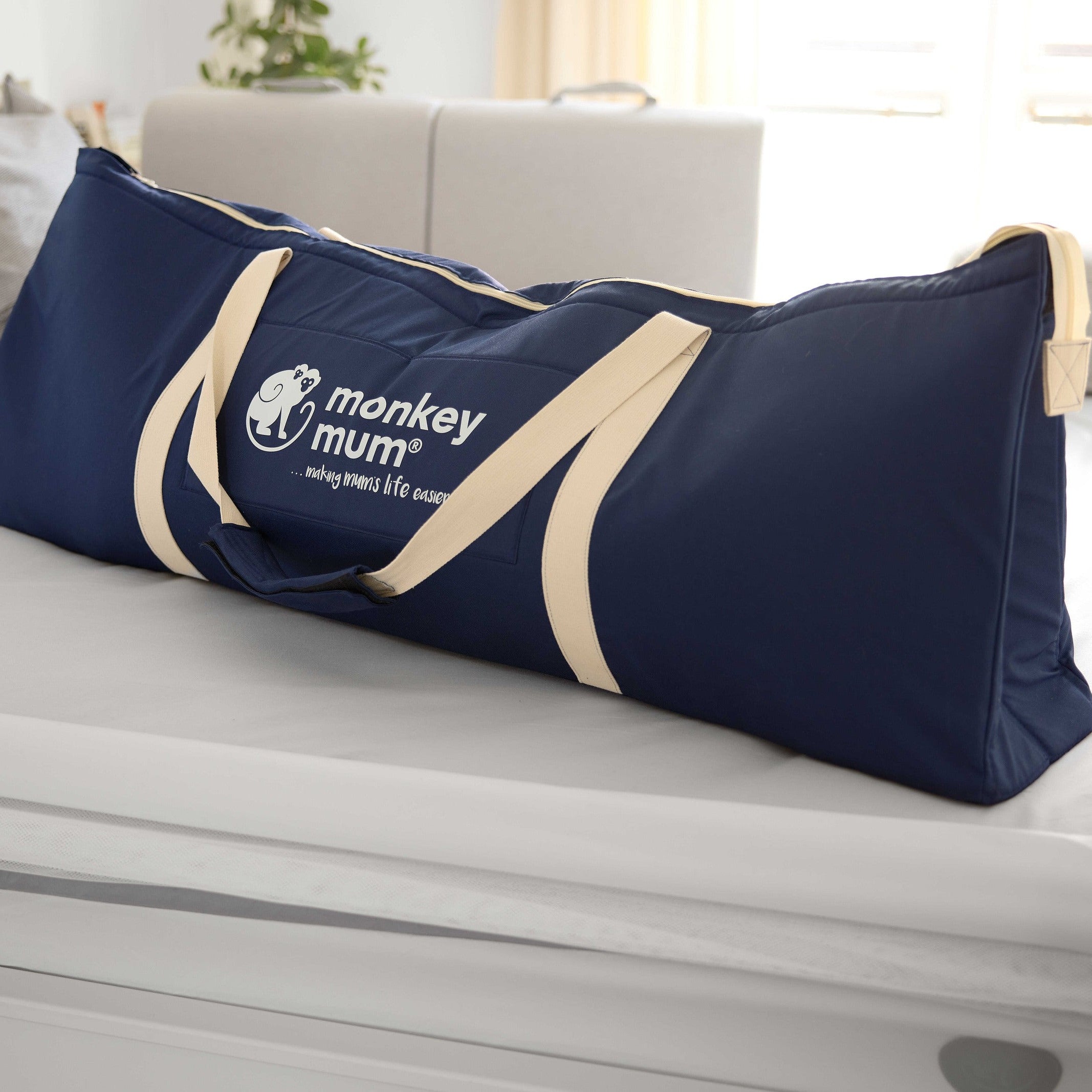 Large travel bag Monkey Mum® for bed rails - dark blue