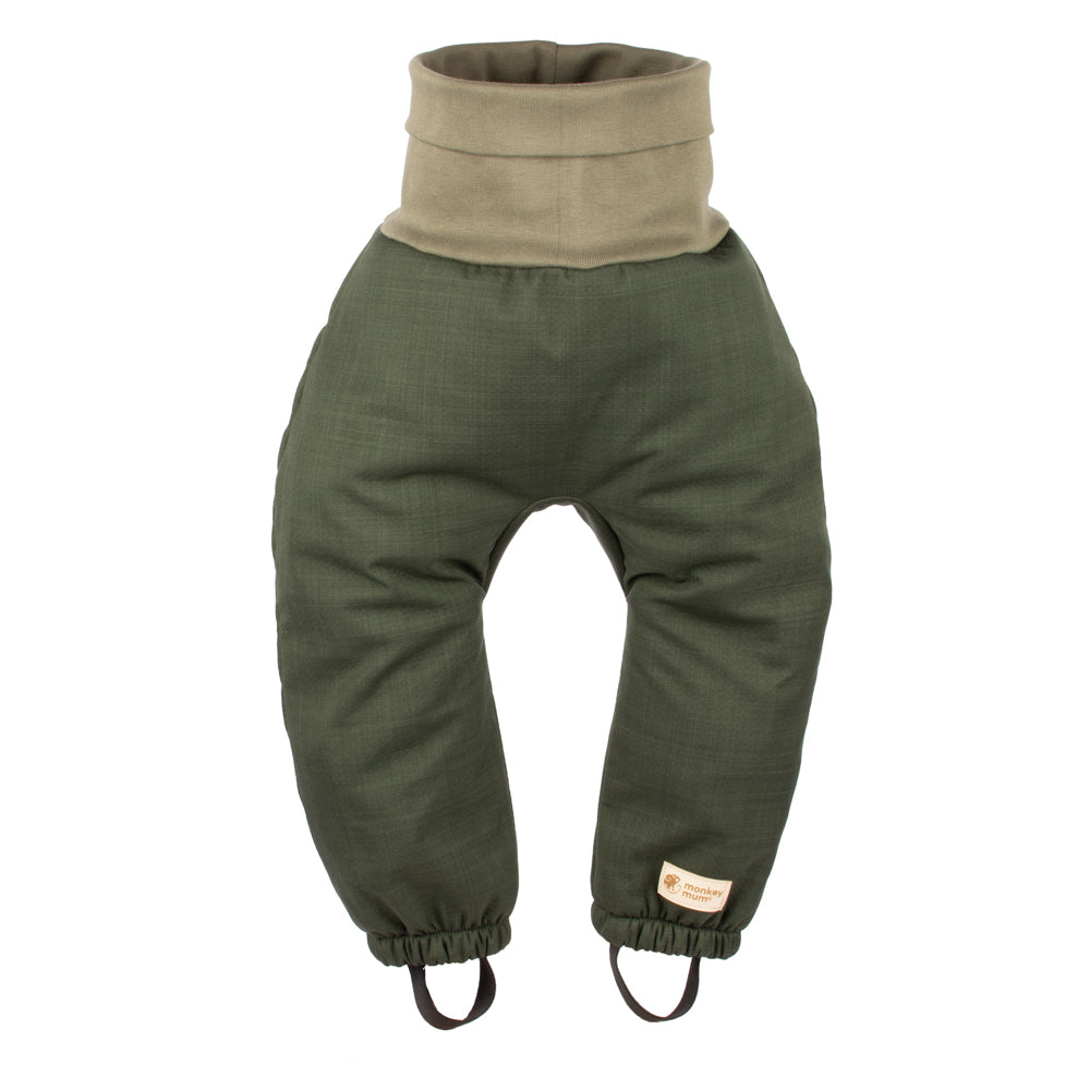 Children's growing winter softshell pants with fleece lining Monkey Mum® - Khaki Little Hunter