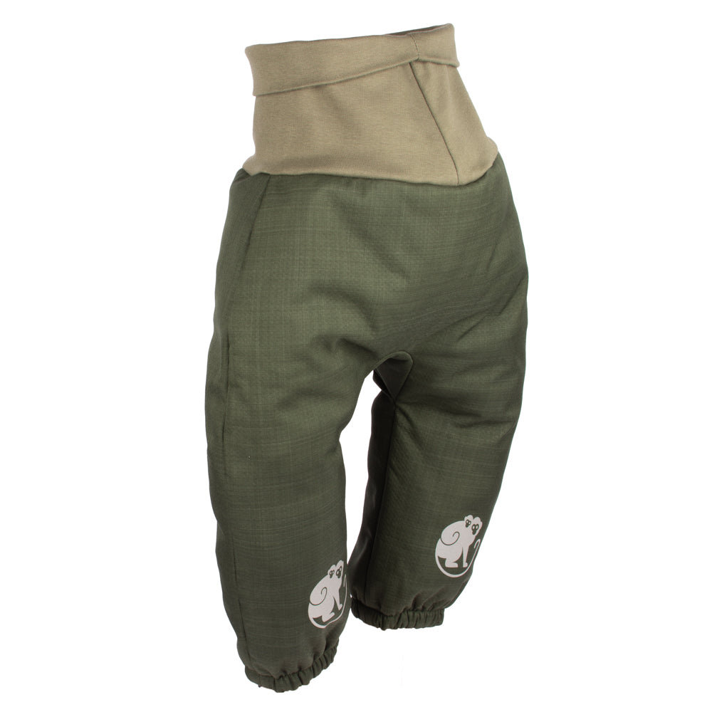 Children's growing winter softshell pants with fleece lining Monkey Mum® - Khaki Little Hunter