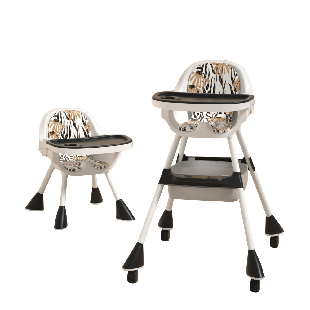 2-in-1 Simple Children's High Chair - Deep Black