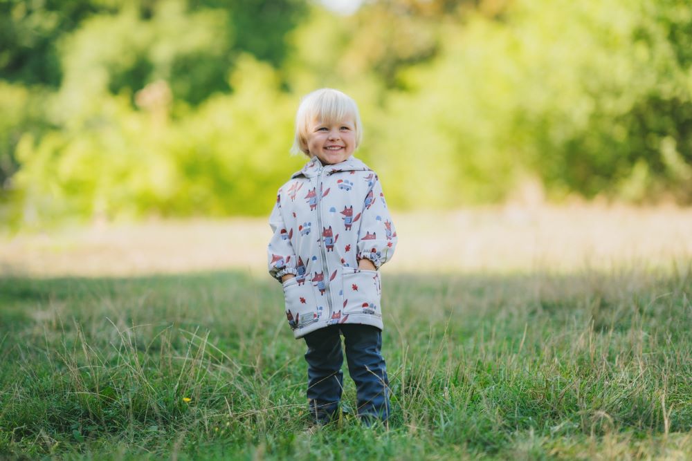 Children's Softshell Jacket with Membrane Monkey Mum® - Foxes in the Mushrooms