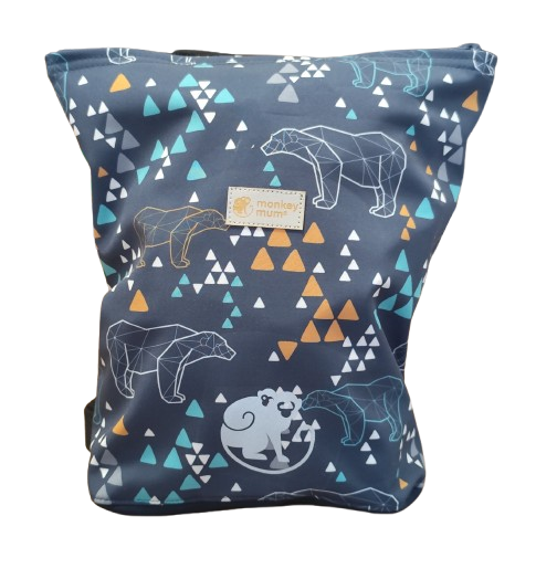 Monkey Mum® children's softshell backpack - Origami Bear - Dark Blue