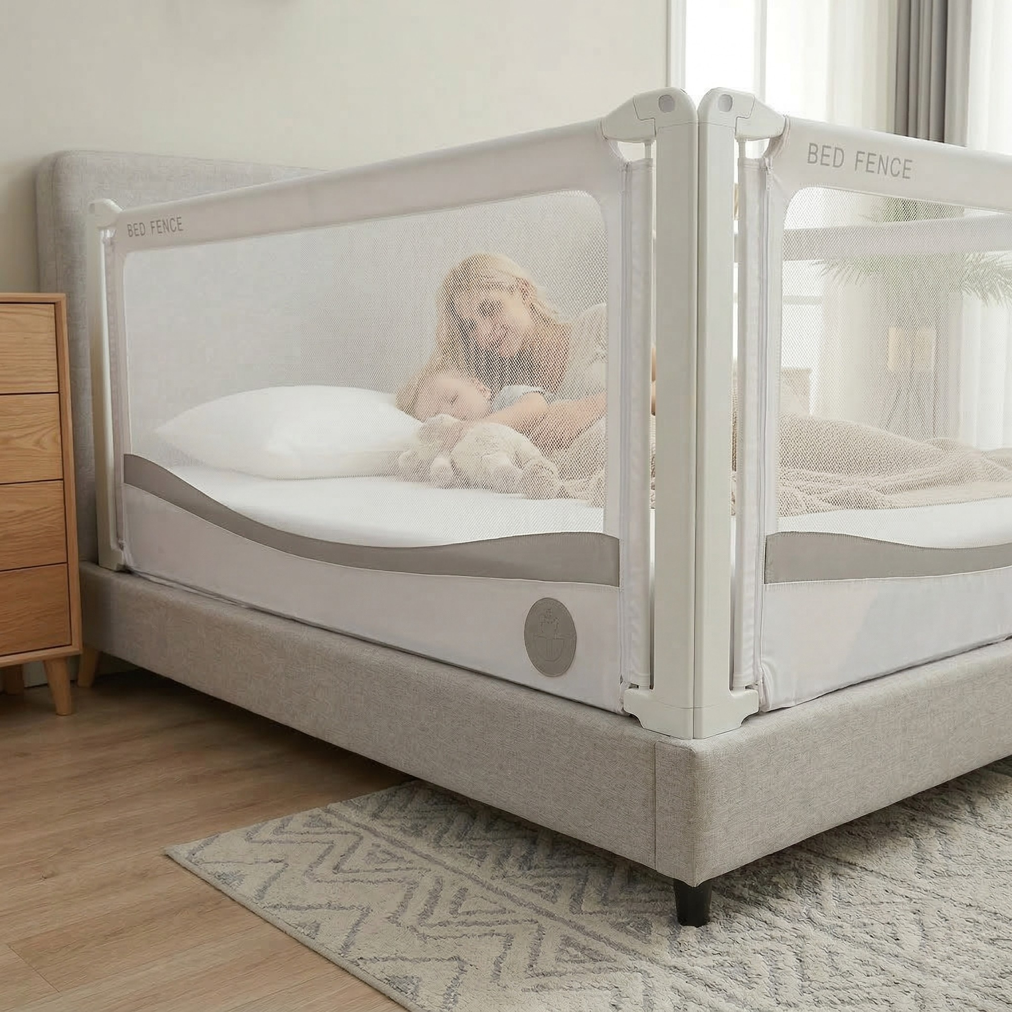 Monkey Mum® Premium Bed Rail - Light Gray