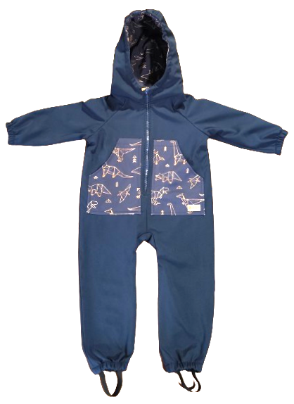 Monkey Mum® Softshell jumpsuit with membrane – Dinosaur Sky - size 98/104, 110/116