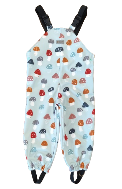 Monkey Mum® Softshell bib pants with membrane - Colorful Fly Agarics