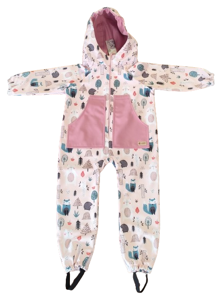 Monkey Mum® Softshell jumpsuit with membrane – Daytime Animals - size 98/104, 110/116