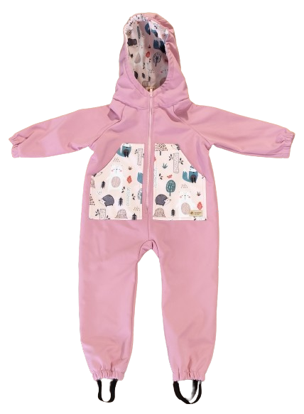 Monkey Mum® Softshell jumpsuit with membrane – Sugar Animals - size 98/104, 110/116
