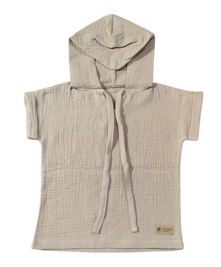 Monkey Mum® muslin hooded T-shirt - Beige