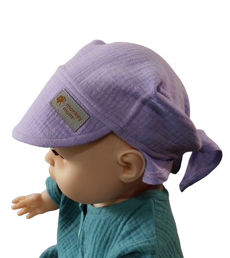 Monkey Mum® muslin scarf with visor - Violet