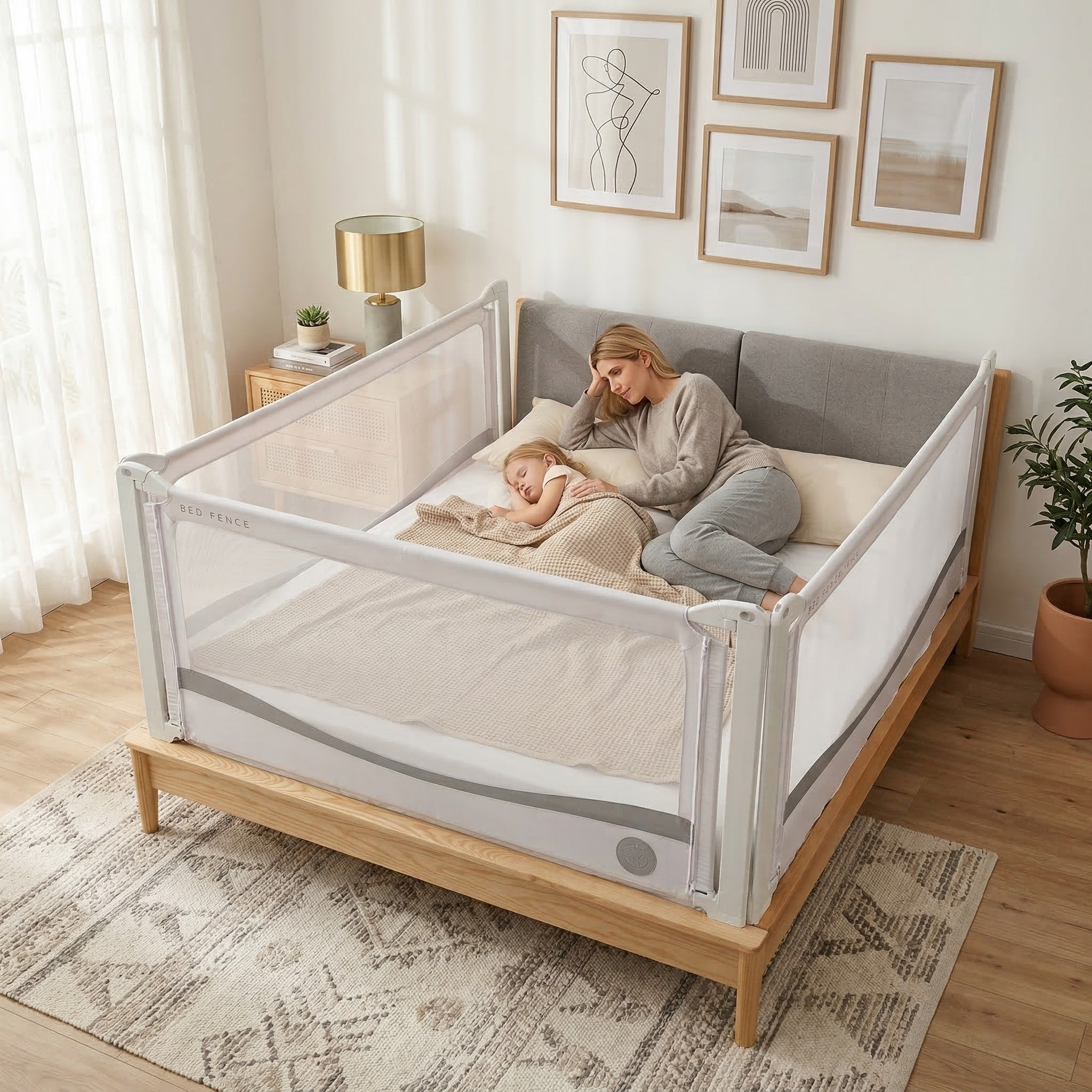 Monkey Mum® Premium Bed Rail - Light Gray - Unboxed