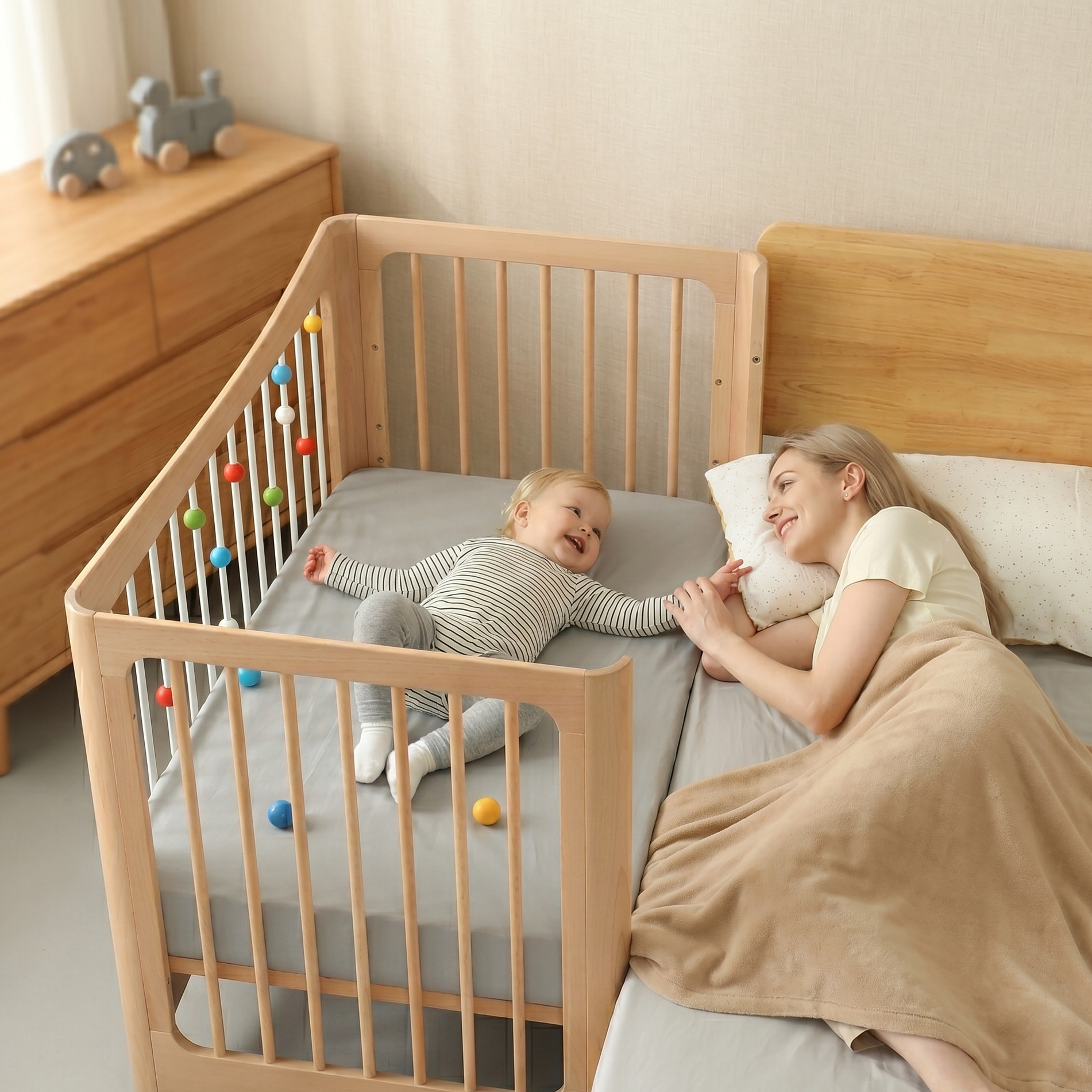 4-in-1 Children's Crib - Solid Wood - 120x65 cm