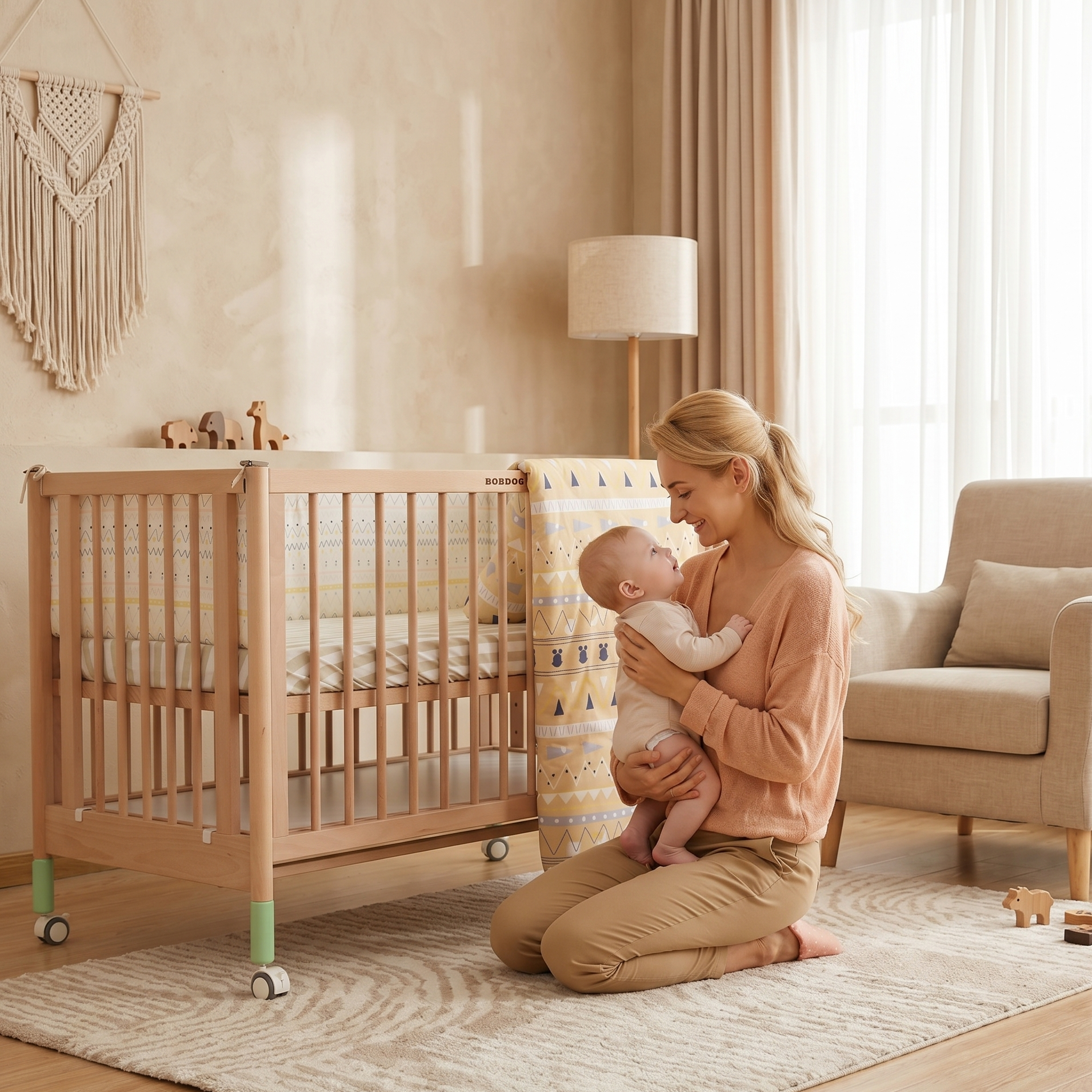 3-in-1 Children's Crib - Solid Wood - 120x60 cm