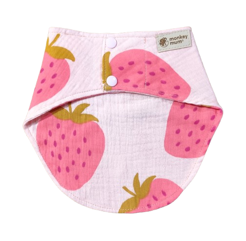 Monkey Mum® Muslin Bib - Strawberry