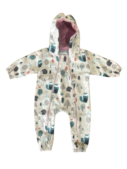 Monkey Mum® Softshell jumpsuit with membrane – Daytime Animals - size 62/68, 74/80