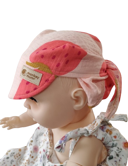 Monkey Mum® muslin scarf with visor - Strawberry