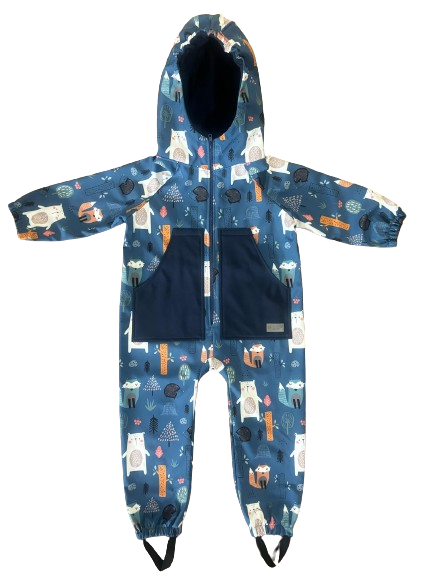 Monkey Mum® Softshell snowsuit with membrane – Night animals - size 98/104, 110/116