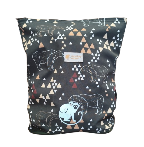 Monkey Mum® children's softshell backpack - Origami Bear - Dark Green