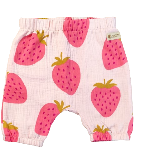 Monkey Mum® muslin shorts - Strawberry